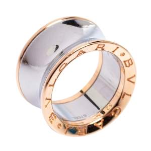 Bvlgari Anish Kapoor B.Zero1 18K Rose Gold & Steel Band Ring Size 52 