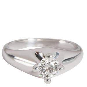 Bvlgari Diamond Solitaire 18K White Gold Engagement Ring Size EU 47