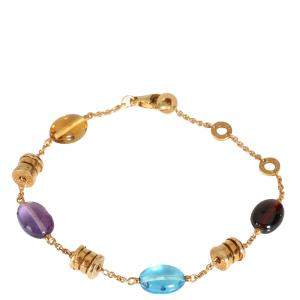 Pre Owned Bvlgari Allegra 18K Yellow Gold Sapphire Multi Colored Bracelet 21