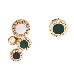 Bvlgari Multi Gemstone 18K Rose Gold Two Single Earrings