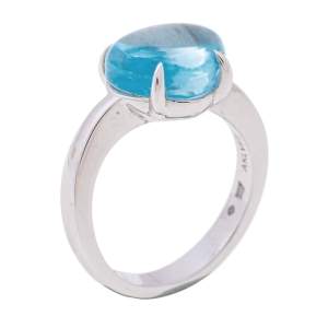 Bvlgari Sassi Mediterranean EdenBlue Topaz 18K White Gold Ring Size 51