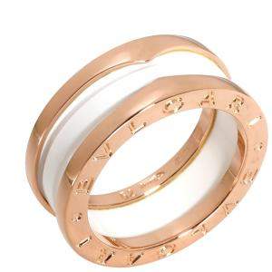 Bvlgari B.Zero1 Ceramic 18K Rose Gold Ring Size EU 52
