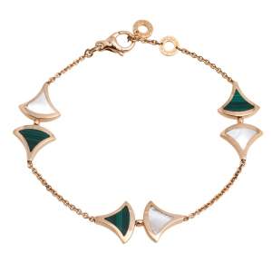 Bvlgari Divas' Dream Mother of Pearl Malachite 18K Rose Gold Bracelet M/L
