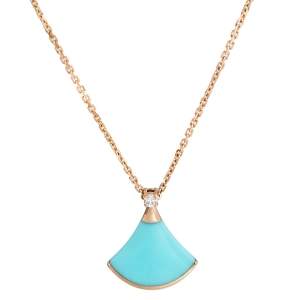 Bvlgari Divas' Dream Turquoise Diamond 18K Rose Gold Pendant Necklace