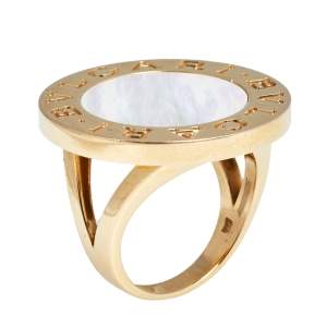 Bvlgari Bvlgari Mother of Pearl 18K Rose Gold Circular Ring Size 51
