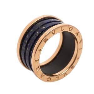 Bvlgari B.Zero1 Lapis Lazuli 18K Rose Gold Band Ring Size 59