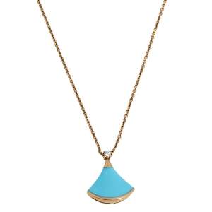 Bvlgari Divas’ Dream Turquoise Diamond 18K Rose Gold Pendant Necklace