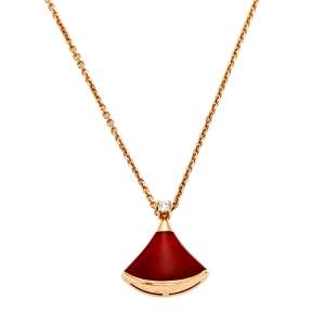 Bvlgari Divas' Dream Carnelian Diamond 18K Rose Gold Necklace