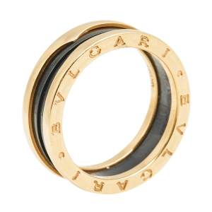 Bvlgari B.Zero1 Black Ceramic 18K Rose Gold 2 Band Ring Size 64