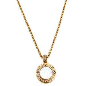 Bvlgari Bvlgari Diamond Mother of Pearl Onyx 18k Rose Gold Pendant Necklace