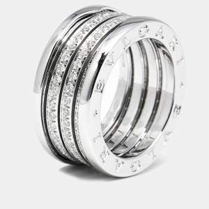 Bvlgari B.Zero1 Diamond 18k White Gold Band Ring Size 56