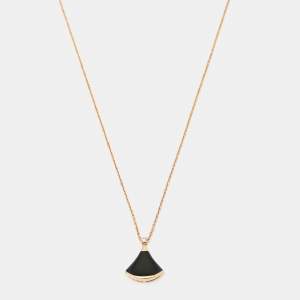 Bvlgari Divas' Dream Diamond Onyx 18k Rose Gold Pendant Necklace