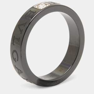 Bvlgari Diamond Black Ceramic Band Ring Size 57