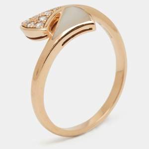 Bvlgari Divas' Dream Mother of Pearl Diamonds 18k Rose Gold Ring Size 57