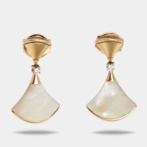 Bvlgari Divas' Dream Mother of Pearl Diamond 18K Yellow Gold Earrings
