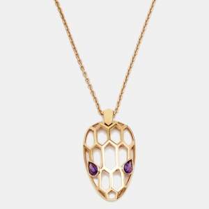 Bvlgari Serpenti Seduttori Amethyst 18K Rose Gold Pendant Necklace