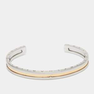 Bvlgari B.Zero1 18k Yellow Gold Stainless Steel Open Cuff Bracelet S