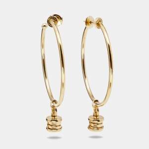 Pre Owned Bvlgari B.Zero1 18K Yellow Gold Hoop Charm Earrings
