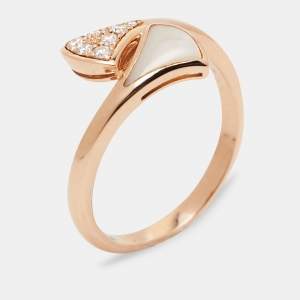 Bvlgari Divas' Dream Mother of Pearl Diamond 18k Rose Gold Ring Size 54
