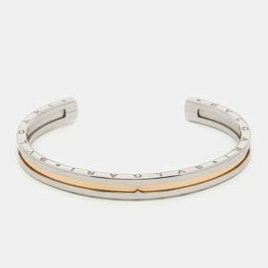 Bvlgari B.Zero1 18k Rose Gold Stainless Steel Open Cuff Bracelet S