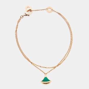 Bvlgari Divas' Dream Malachite 18k Rose Gold Charm Bracelet S/M