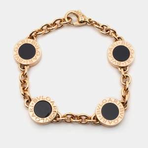 Bvlgari Bvlgari Onyx Mother of Pearl 18k Rose Gold Station Bracelet S