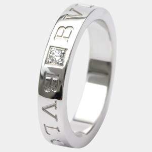 Pre Owned Bvlgari Bvlgari Bvlgari 18K White Gold Diamond Ring EU 53