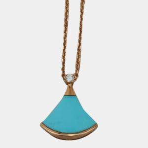 Bvlgari Divas' Dream 18K Rose Gold Diamond Turquoise Necklace