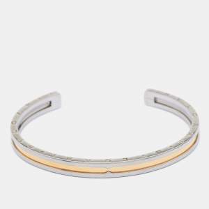 Pre Owned Bvlgari B.Zero1 18k Rose Gold Stainless Steel Open Cuff Bracelet SM