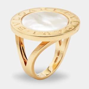 Bvlgari Bvlgari Bvlgari Mother of Pearl 18k Yellow Gold Ring Size 55