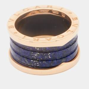 Bvlgari B.Zero1 Lapis Lazuli 18k Rose Gold Ring Size 54