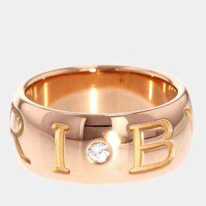 Bvlgari Monologo 18K Rose Gold Diamond Ring EU 51