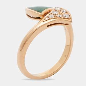 Bvlgari Divas' Dream Malachite Diamonds 18k Rose Gold Ring Size 49
