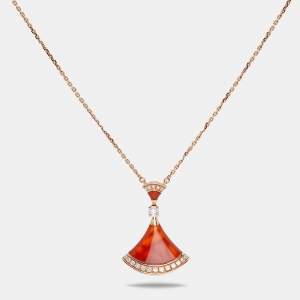 Bvlgari Divas' Dream Carnelian Diamond 18k Rose Gold Pendant Necklace