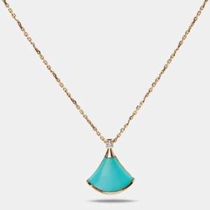 Bvlgari Divas’ Dream Turquoise Diamond 18K Rose Gold Pendant Necklace