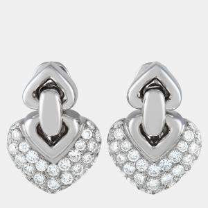 Bvlgari Doppio Cuore 18K White Gold 2.25 ct Diamond Earrings