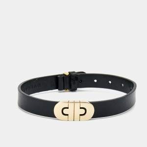 Bvlgari Parentesi 18k Yellow Gold Black Leather Unisex Bracelet