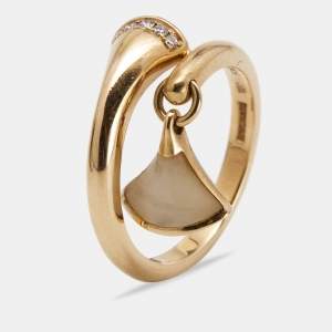 Bvlgari Divas' Dream Mother of Pearl Diamonds 18k Rose Gold Charm Ring Size 50