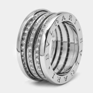 Bvlgari B.Zero1 Diamond 18k White Gold Band Ring Size 57