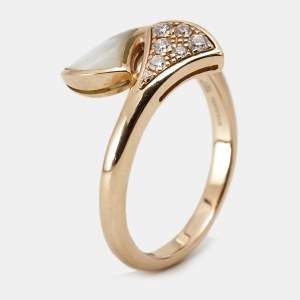 Bvlgari Divas' Dream Mother of Pearl Diamond 18k Rose Gold Ring Size 51