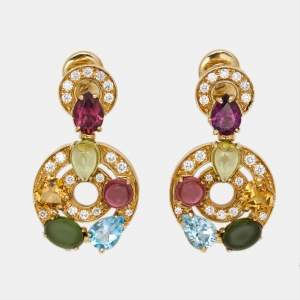 Bvlgari Cerchi Multi Gemstones 18k Yellow Gold Earrings