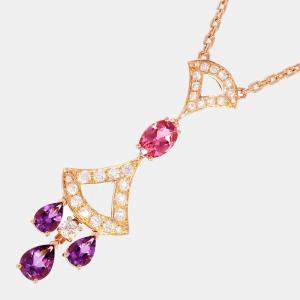 Bvlgari Divas' Dream 18K Rose Gold Diamond Multi Stone Necklace