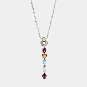 BVLGARI Allegra Diamond & Gemstones Pendant in 18k White Gold 0.3 CTW