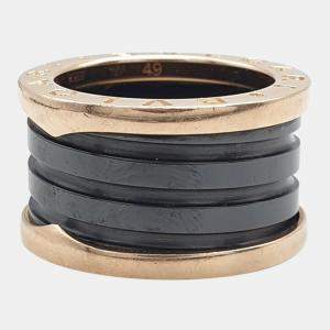 Bulgari Rose Gold/black Ceramic B.Zero1 Ring US 5