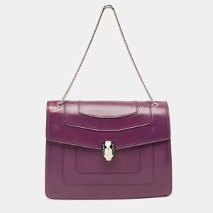 Bvlgari Purple Leather Large Serpenti Forever Shoulder Bag