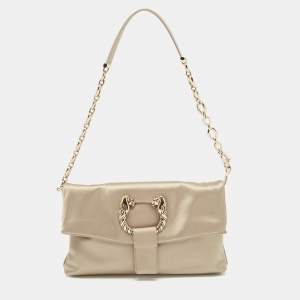 Bvlgari Light Green Satin Flap Clutch Bag