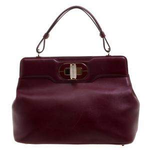 Bvlgari Burgundy Leather Isabella Rossellini Tote