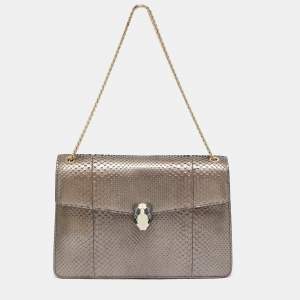 Bvlgari Metallic Snakeskin Serpenti Forever Shoulder Bag