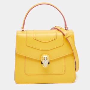 Bvlgari Yellow Leather Small Serpenti Forever Top Handle Bag