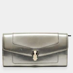 Bvlgari Silver Patent Leather Serpenti Forever Continental Wallet